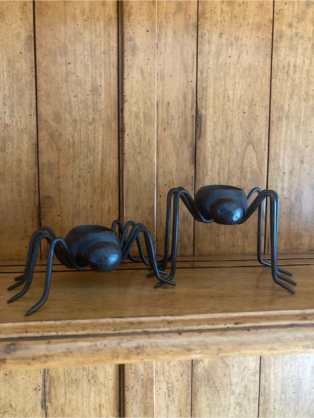 Vintage Pottery Barn Iron Spider Votive Candle Holders - Set of 2